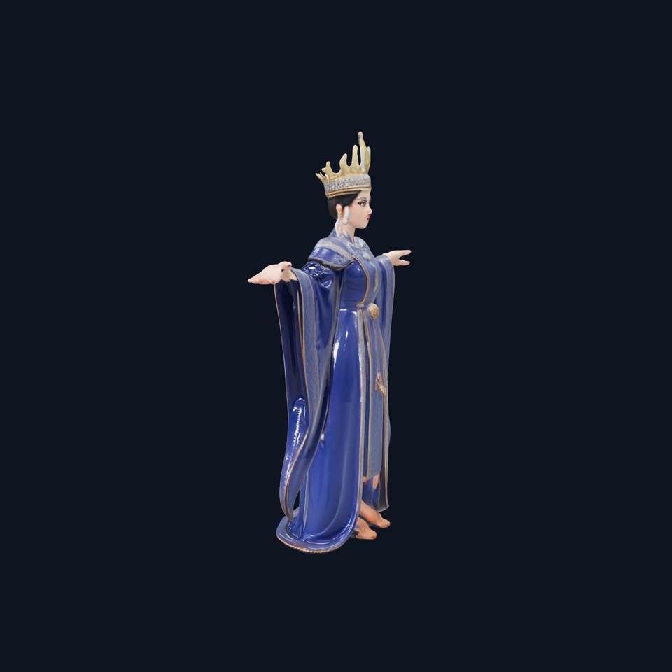 Regal Queen Character Model in Royal Gown  Rigged and Animated
